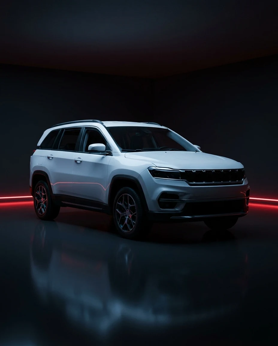 SUV atendido pela TS Auto Center, em estúdio escuro com iluminação vermelha